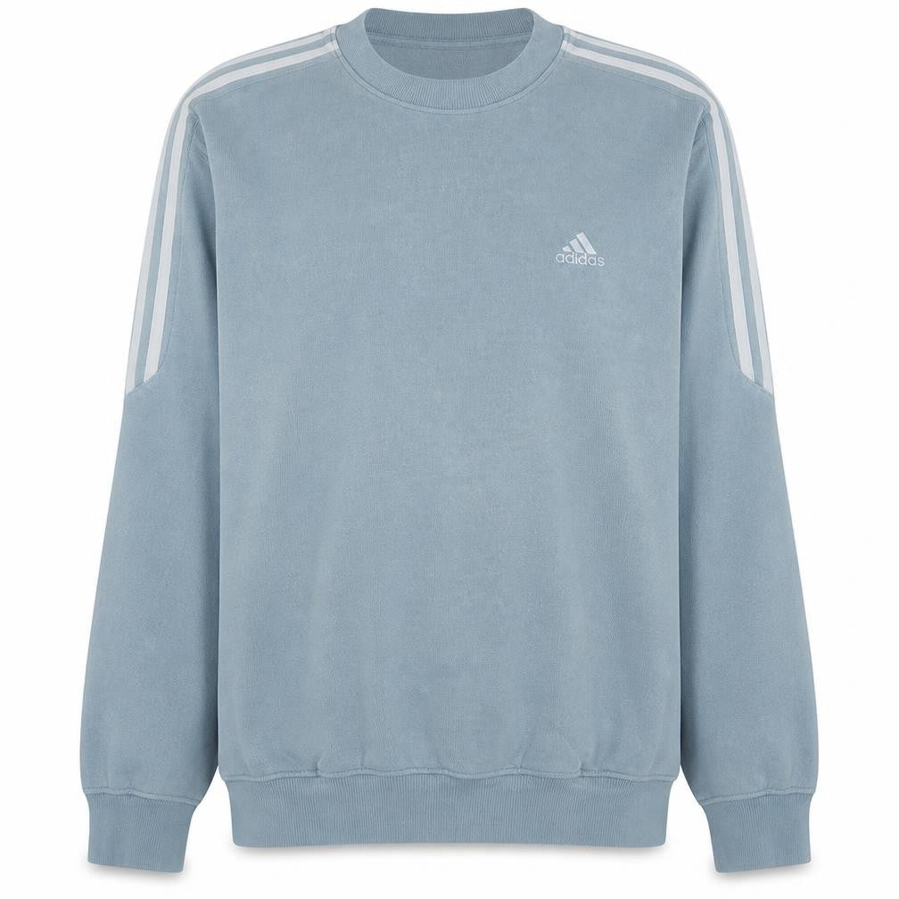 Front view of Adidas Men's Blue Crew Neck Pullover Sweatshirt, size L