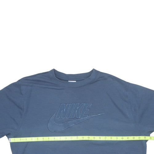 Nike Women Blue Cotton Logo Pullover Sweatshirt Size L