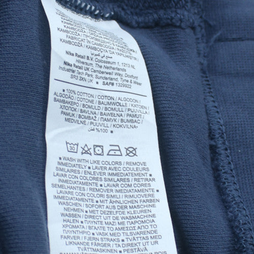 Nike Women Blue Cotton Logo Pullover Sweatshirt Size L
