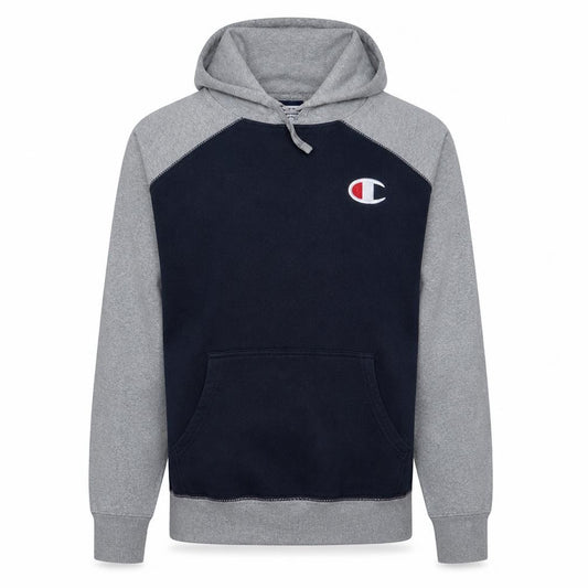 Front view of Champion Men's Grey & Navy XL Pullover Hoodie