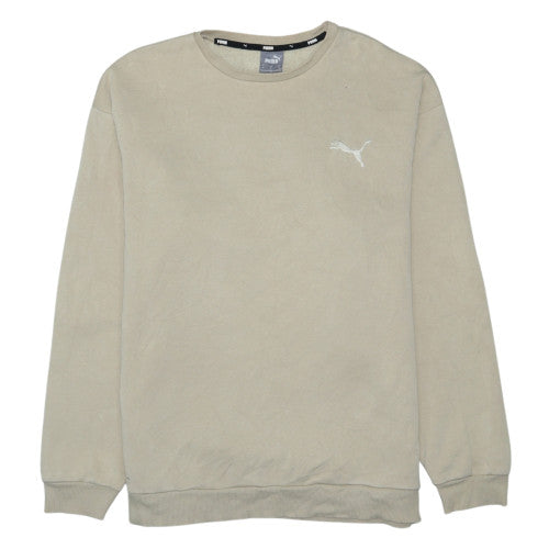 Puma Men Beige Fleece Pullover Sweatshirt M Regular Fit