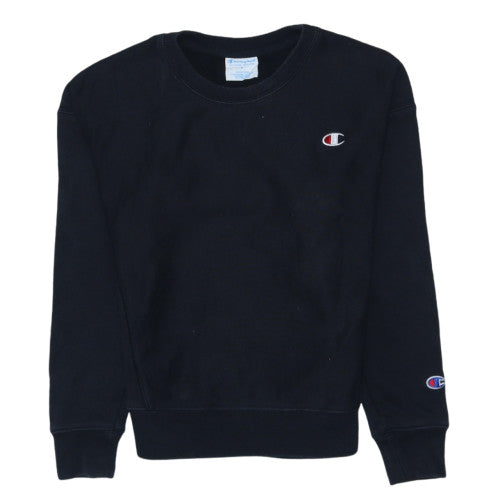 Champion Women Black Small Reverse Weave Logo Crew Neck Sweatshirt