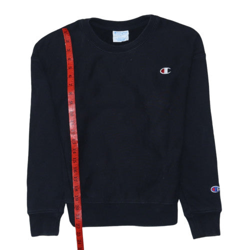 Champion Women Black Small Reverse Weave Logo Crew Neck Sweatshirt