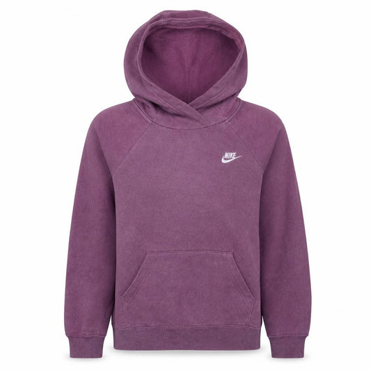 Front view of Nike Women Purple Pullover Hoodie Small Cotton Blend Logo Hooded Sweatshirt