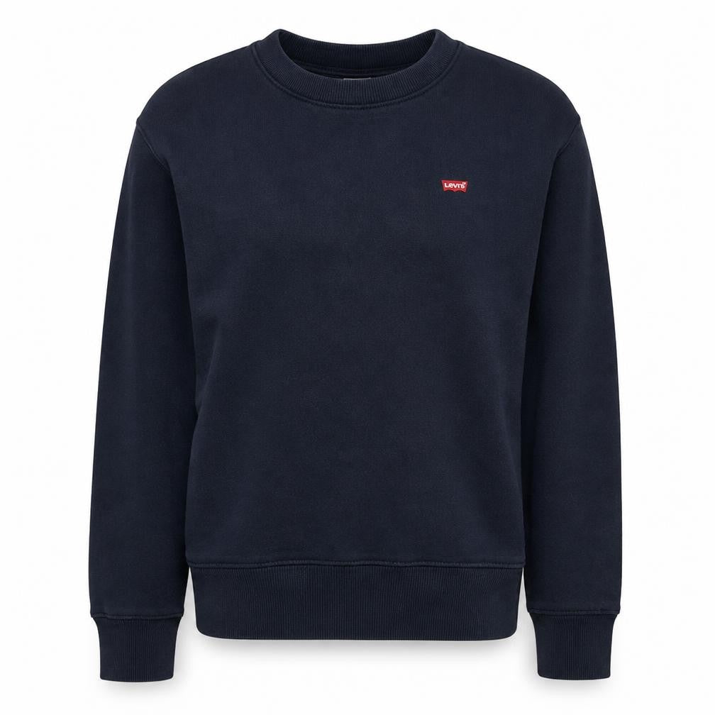 Front view of Levi's Men's Blue Small Logo Crew Neck Pullover Sweatshirt S