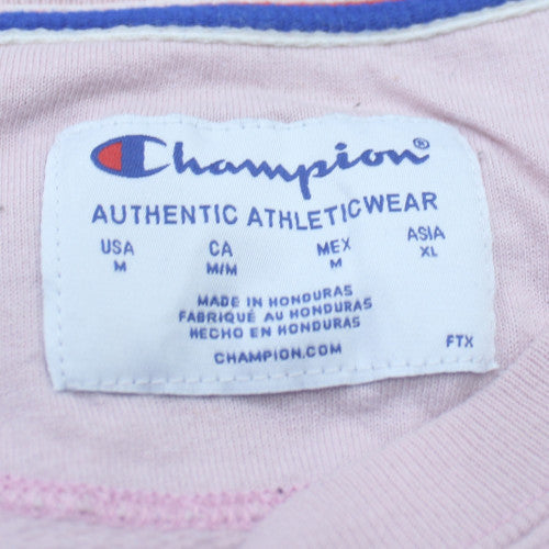 Champion Womens Pink Crew Neck Logo Sweatshirt Size M