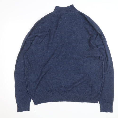 Dockers Men's Blue XL Half Zip High Neck Knitted Jumper
