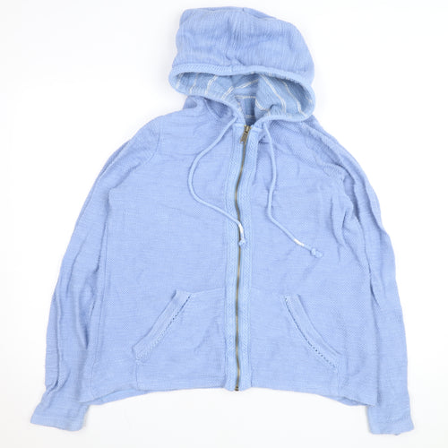 Fat Face Women's Blue Cotton Hooded Full Zip Jumper Size S