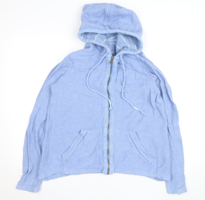 Fat Face Women's Blue Cotton Hooded Full Zip Jumper Size S