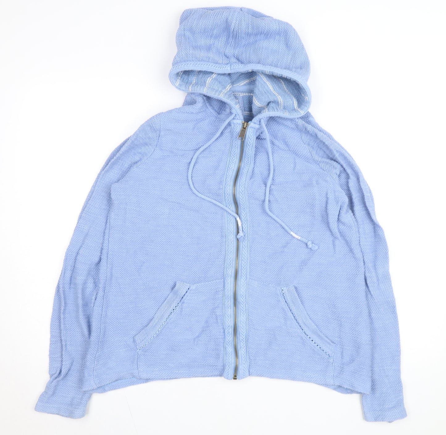 Fat Face Women's Blue Cotton Hooded Full Zip Jumper Size S
