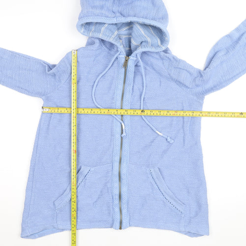 Fat Face Women's Blue Cotton Hooded Full Zip Jumper Size S
