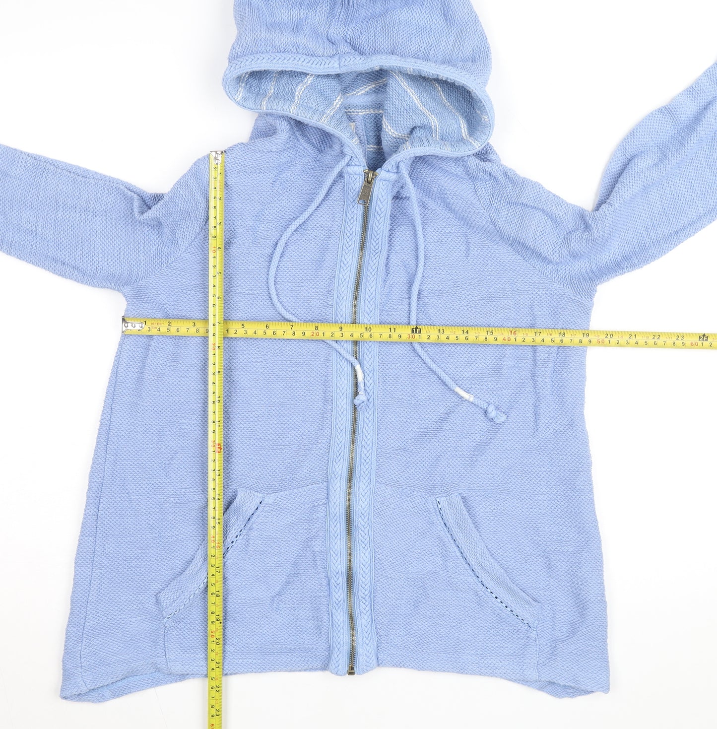 Fat Face Women's Blue Cotton Hooded Full Zip Jumper Size S