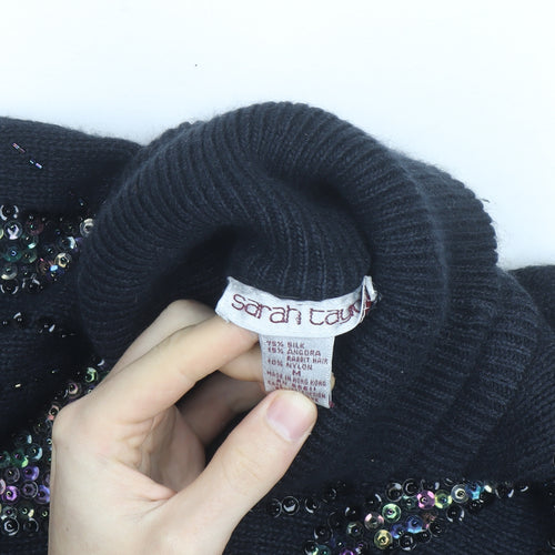 Sarah Cavender Womens Black Roll Neck Beaded Sequin Vintage Jumper M