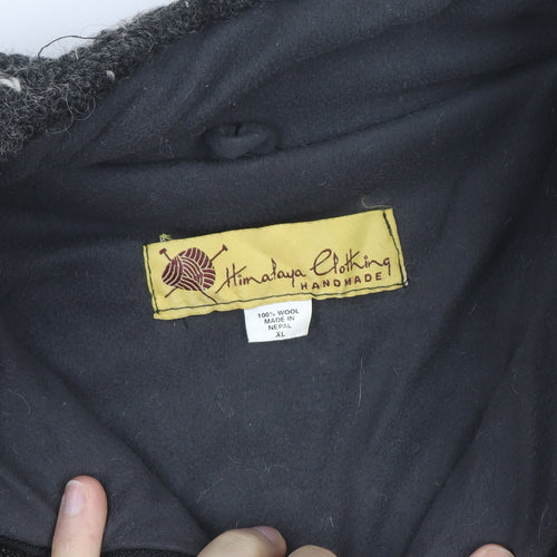 Himalaya Clothing Men's Grey Wool Full Zip Handmade Fleece Lined Jacket XL