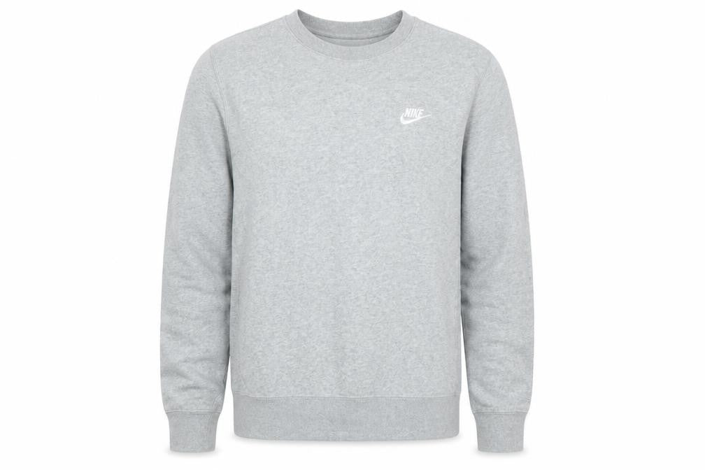 Front view of Nike Men's Grey Small Pullover Crew Neck Sweatshirt