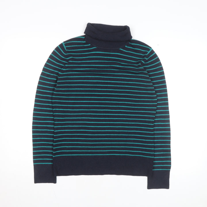 French Connection Women’s Blue Striped Roll Neck Knit Top L