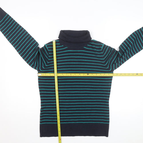 French Connection Women’s Blue Striped Roll Neck Knit Top L