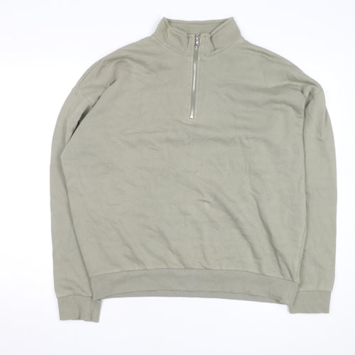 New Look Womens Green L 1/4 Zip Fleece Basic Activewear Jacket
