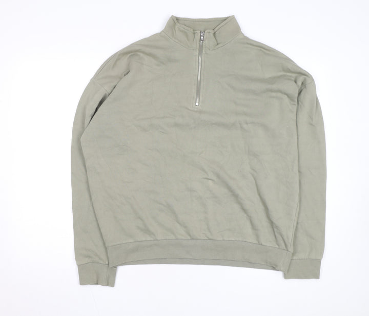 New Look Womens Green L 1/4 Zip Fleece Basic Activewear Jacket