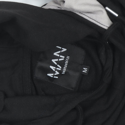 boohooMAN Men’s Black Grey Pullover Hoodie Size M Regular Fit