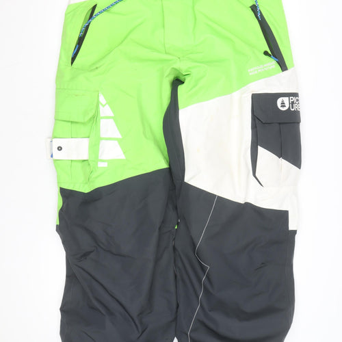 Picture Organic Clothing Mens Green Black Ski Snow Pants L Waterproof
