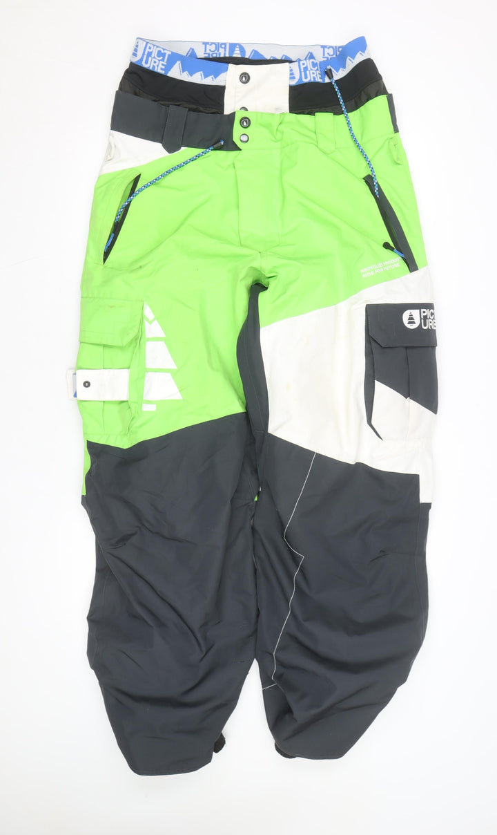 Picture Organic Clothing Mens Green Black Ski Snow Pants L Waterproof