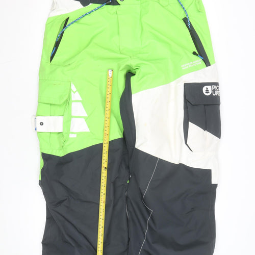 Picture Organic Clothing Mens Green Black Ski Snow Pants L Waterproof