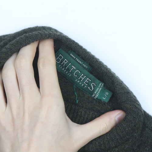 Britches Men’s Green Wool Mock Neck Pullover Jumper Size L