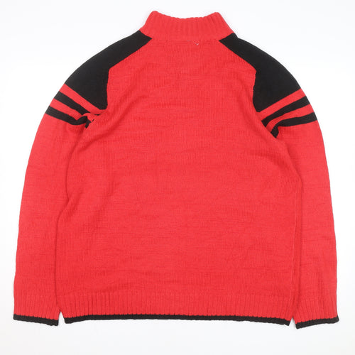 Sogo Canada Red Black Men's L 1/2 Zip Hockey Team Knit Jacket