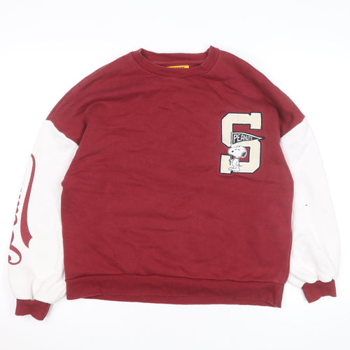 Pull & Bear Womens Red Peanuts Snoopy Sweatshirt Size Small