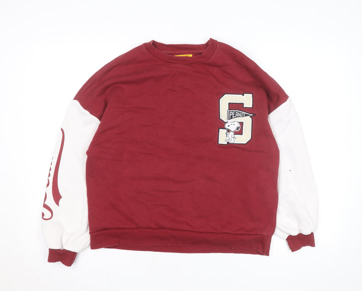 Pull & Bear Womens Red Peanuts Snoopy Sweatshirt Size Small