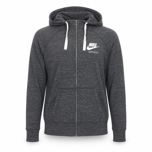Front view of Nike Men's Grey Full Zip Hoodie, size M, Regular Fit Sportswear