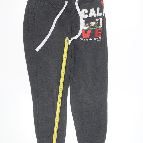 Fishbone Mens Grey Jogger Sweatpants Size M California Print