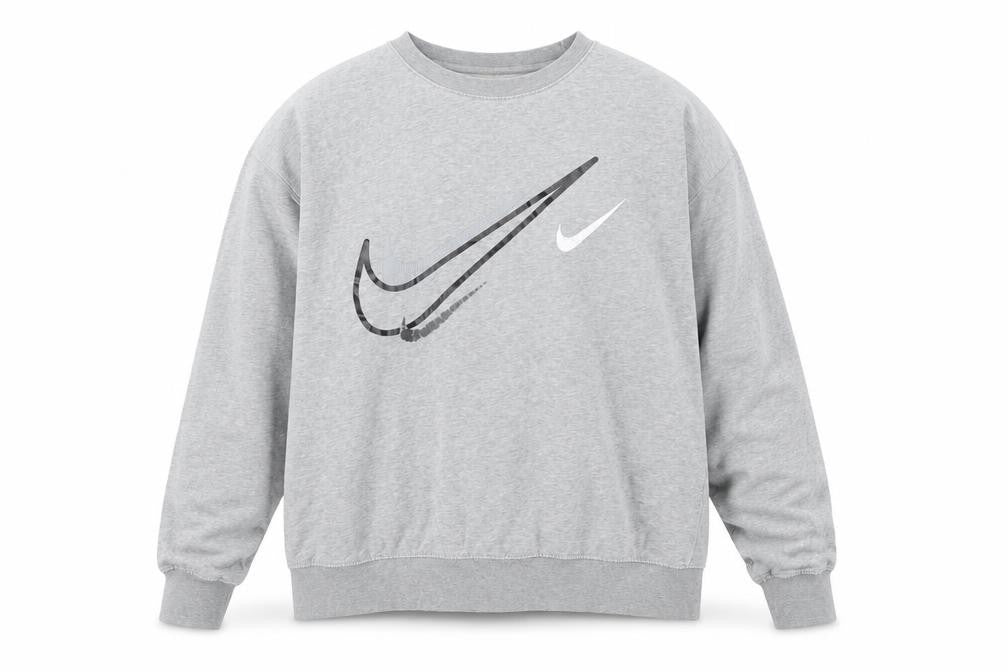 Front view of Nike Men's Grey XL Pullover Crew Neck Sweatshirt with Logo