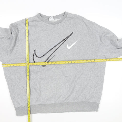 Nike Men's Grey XL Pullover Crew Neck Sweatshirt with Logo