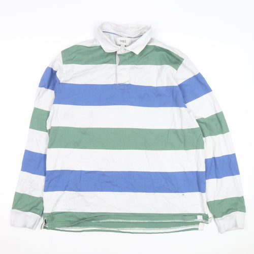 Marks and Spencer Men's Multicoloured XL Striped Rugby Shirt