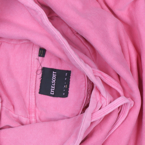 Lyle & Scott Womens Pink Pullover Hoodie Size M 100% Cotton
