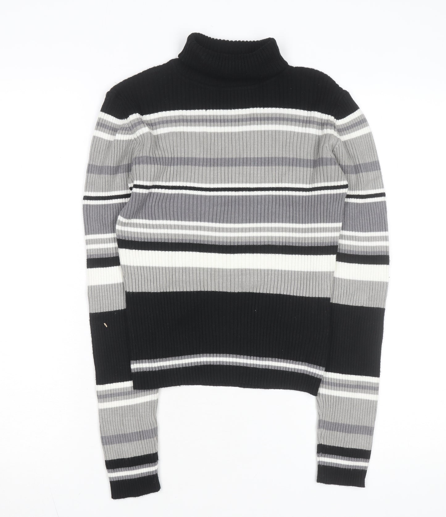 VENUS Women's Black Grey Striped Roll Neck Jumper Size 18
