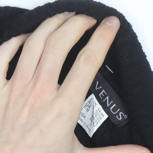 VENUS Women's Black Grey Striped Roll Neck Jumper Size 18