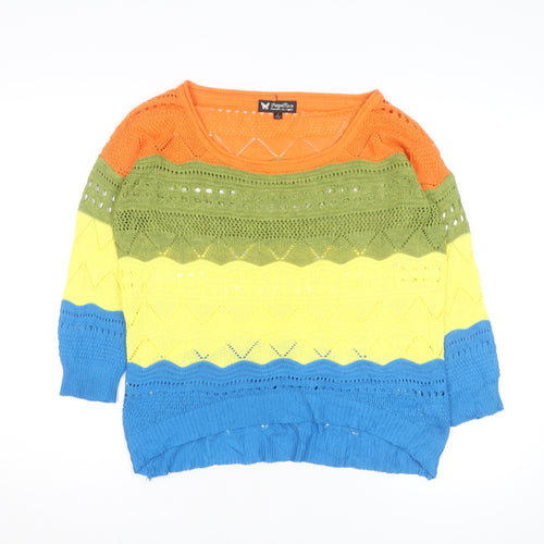 Papillon Women’s Multicoloured Open Knit Pullover Jumper Size S