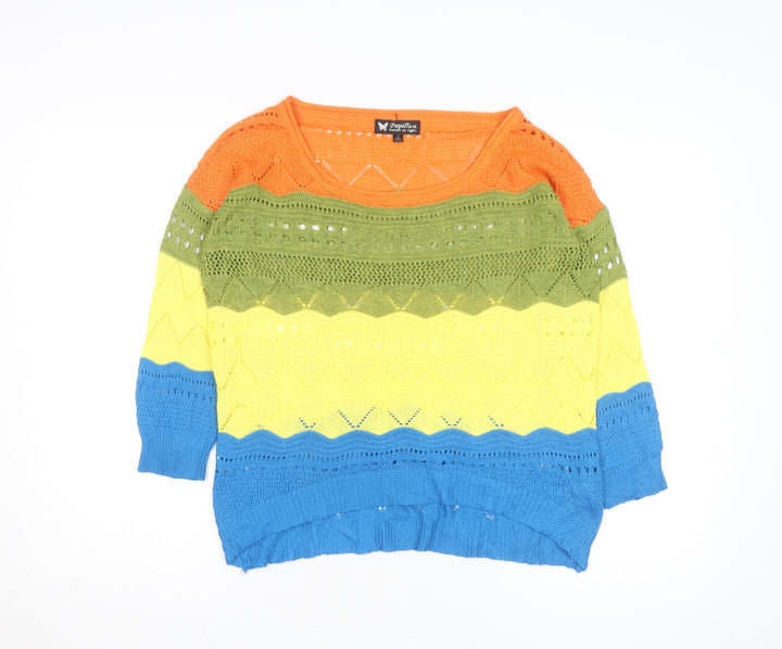 Papillon Women’s Multicoloured Open Knit Pullover Jumper Size S