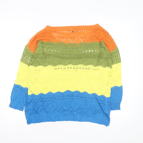 Papillon Women’s Multicoloured Open Knit Pullover Jumper Size S