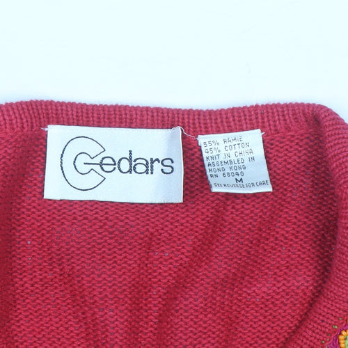 Cedars Womens Red Multicoloured Knit Fringe Jumper Size M