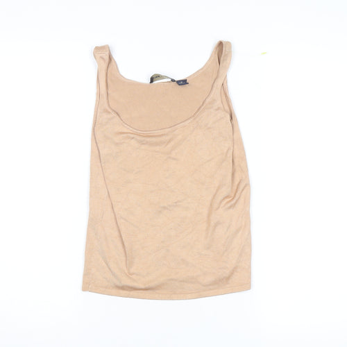 Anne Klein Womens Beige Cotton Blend Tank Top M Knit Sleeveless