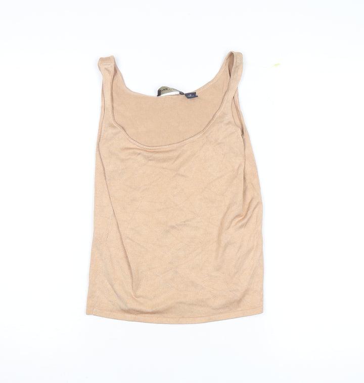 Anne Klein Womens Beige Cotton Blend Tank Top M Knit Sleeveless