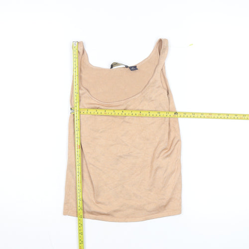Anne Klein Womens Beige Cotton Blend Tank Top M Knit Sleeveless