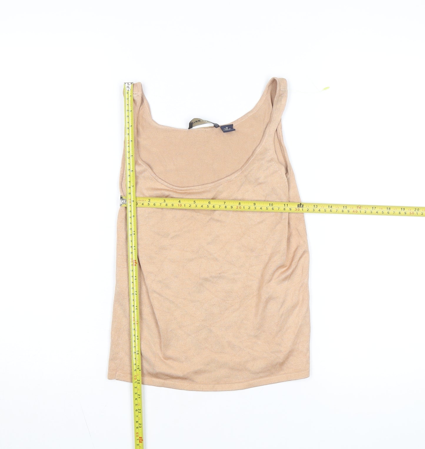 Anne Klein Womens Beige Cotton Blend Tank Top M Knit Sleeveless