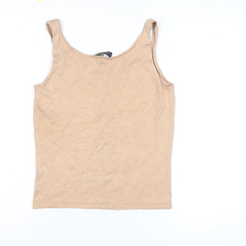 Anne Klein Womens Beige Cotton Blend Tank Top M Knit Sleeveless