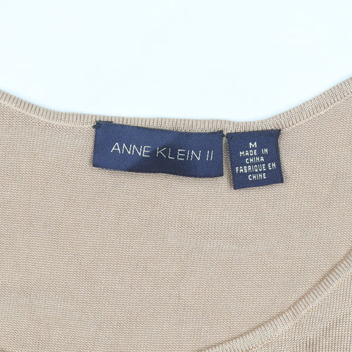 Anne Klein Womens Beige Cotton Blend Tank Top M Knit Sleeveless