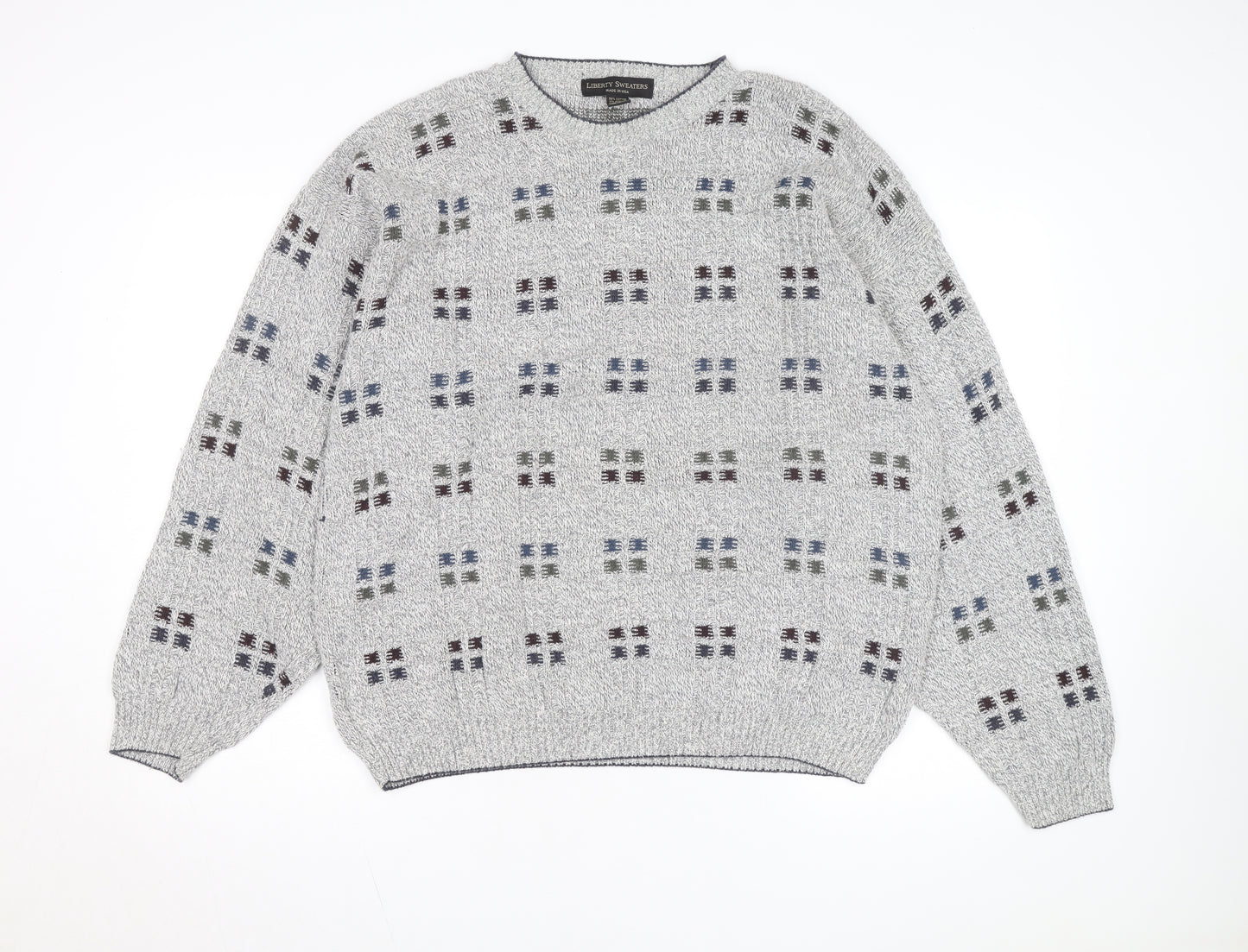 Liberty Sweaters Men's Grey XL Cotton Knit Pullover Jumper